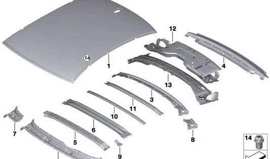 Conexión del marco de la ventana trasera superior derecha para BMW Serie 5 F90, G30 (OEM 41007437620). Original BMW