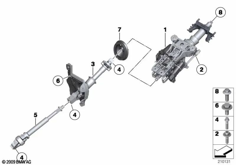 Regulación eléctrica de la columna de dirección para BMW F07, F10, F11, F06, F12, F13, F01N, F02N, F18N (OEM 32306788155). Original BMW