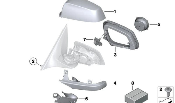 Cubiertas base retrovisor OEM 51167266081 para BMW F07, F10, F11, F06, F01, F02, F04. Original BMW.