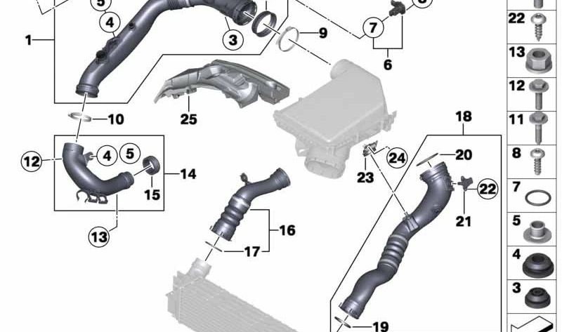 Tornillo de Cabeza Hexagonal para BMW E82, E88, E90, E91, E92, E93, F07, F10, F11, F18, F06, F12, F13, F01N, F02N, E84, F25, F26, E70, F15, E71, F16 (OEM 07149218232). Original BMW.