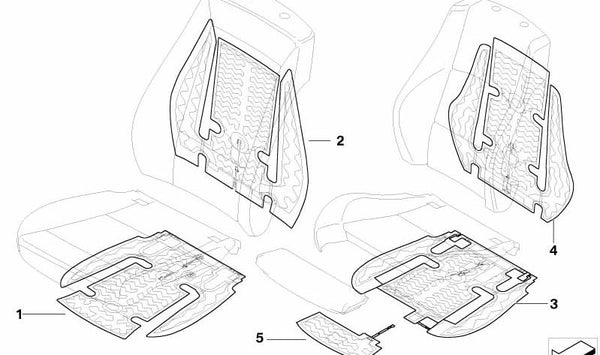 Elemento calefactor para asiento de cuero para BMW E84 (OEM 52102152418). Original BMW.