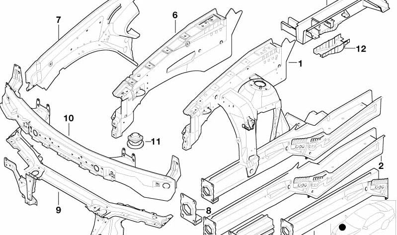 Soporte del paso de rueda delantero izquierdo OEM 41118265565 para BMW X5 (E53). Original BMW.