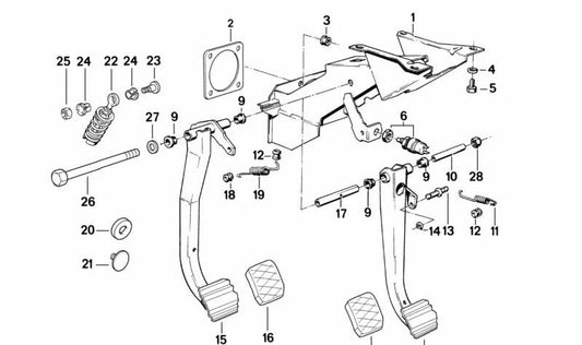 Pedal de freno para BMW E30, E24 (OEM 35211160950). Original BMW