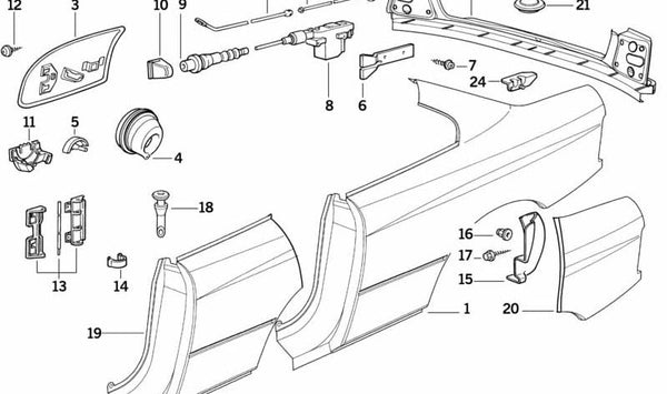 Panel lateral trasero derecho OEM 41358128366 para BMW E31. Original BMW.