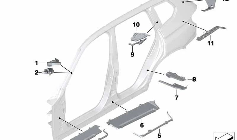 Pieza moldeada pilar D exterior izquierdo para BMW F25 (OEM 41007222631). Original BMW.