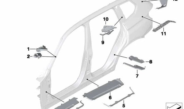 Revestimiento lateral izquierdo OEM 41007271949 para BMW F25. Original BMW.