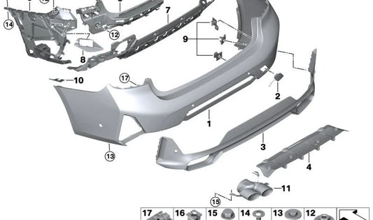 Soporte paragolpes trasero izquierdo OEM 51128085491 para BMW G21. Original BMW.