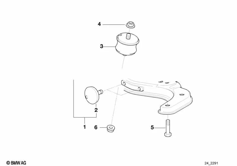 Soporte de Goma para BMW Serie 3 E36, Serie 5 E34, Serie 7 E32, Serie 8 E31 (OEM 23701141614). Original BMW.