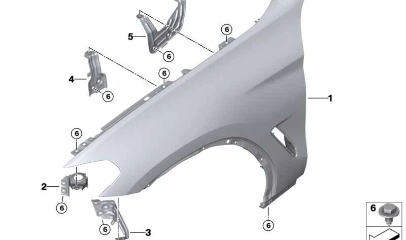 Soporte lateral inferior izquierdo OEM 41357475797 para BMW G01, G08, F97, G02, F98. Original BMW.