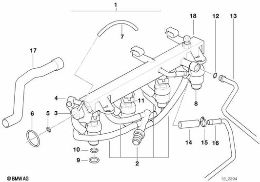 Injection pipe for BMW E36 (OEM 13531743393). Original BMW