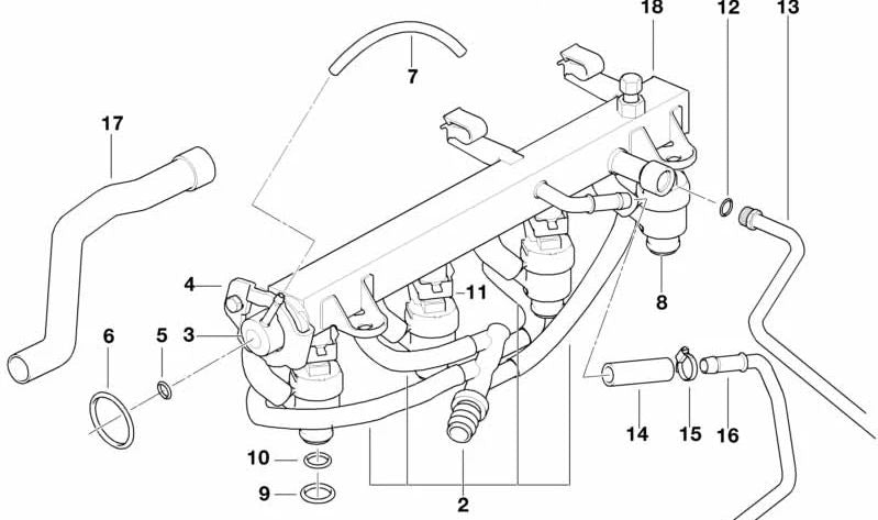 Tubo de suministro de combustible para BMW Serie 3 E36 (OEM 13531247984). Original BMW