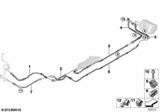 Tubería de refrigerante de alimentación para BMW Serie 3 F30N (OEM 17128644286). Original BMW