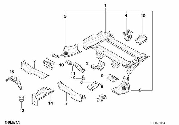 Consola de asiento trasera derecha para BMW E36 (OEM 41128259864). Original BMW