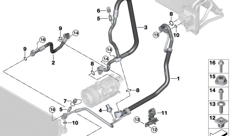 Tubo de refrigerante duplo 64539868407 para BMW G01, G02. BMW original.