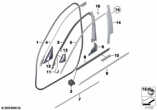 Cubierta exterior de la puerta delantera para BMW F10, F11, F18 (OEM 51337269743). Original BMW