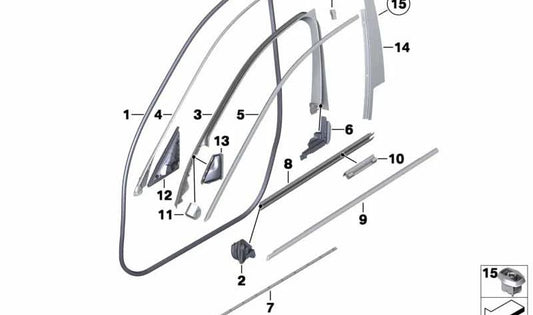 Cubierta del marco de la ventana superior para BMW F10, F11, F18 (OEM 51337392174). Original BMW