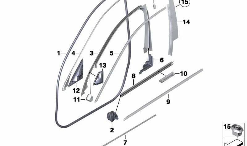 OM 51337182012 Right Front Window Frame cover for BMW F10, F11, F18. Original BMW.