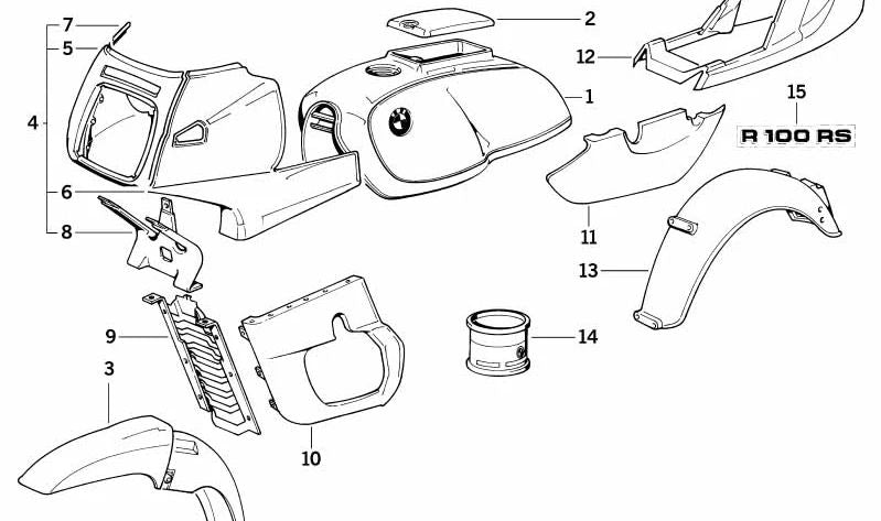 OEM 46621452290 Fender arrière pour BMW Motorrad (R1200GS, R1250GS, F800R, F850GS, S1000XR, K1600GT et autres modèles compatibles). BMW d'origine.