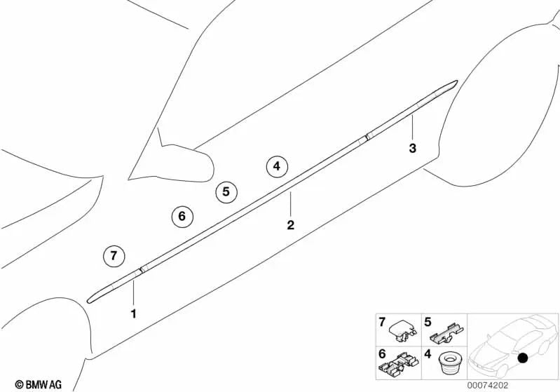 Moldura lateral de pared lateral imprimada trasera derecha para BMW Serie 3 E46 (OEM 51137893680). Original BMW