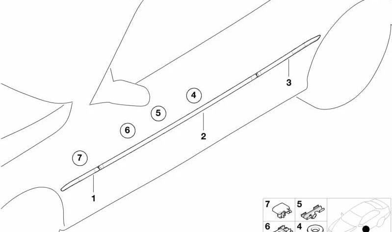 Moldura lateral imprimada trasera izquierda para BMW Serie 3 E46 (OEM 51137893679). Original BMW