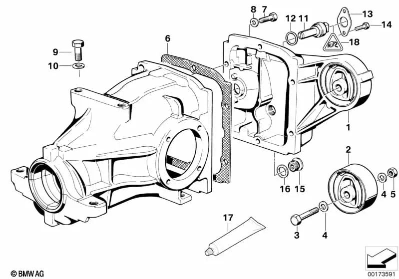 Goma de soporte para BMW Serie 3 E30, E36, Serie 5 E34, E39 (OEM 33172228425). Original BMW.