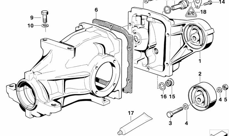 Soporte de diferencial con goma OEM 33117507770 para BMW E36, Z3. Original BMW.