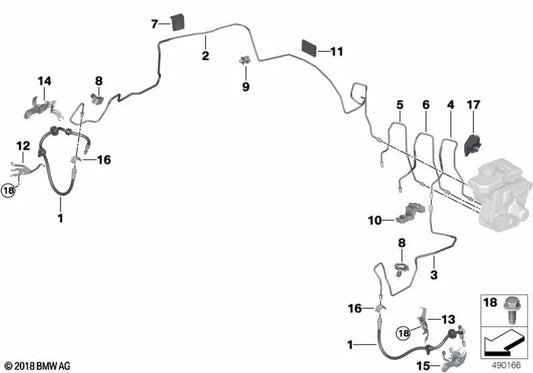 Tubería-Sistema de Frenos Integrado para BMW Serie 7 G11N, G12N Serie 8 F93, G14, G15, G16 (OEM 34306894399). Original BMW.