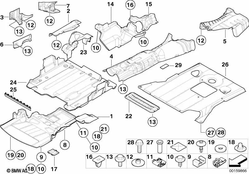 Protector térmico para BMW Serie 3 E46 (OEM 51717023073). Original BMW