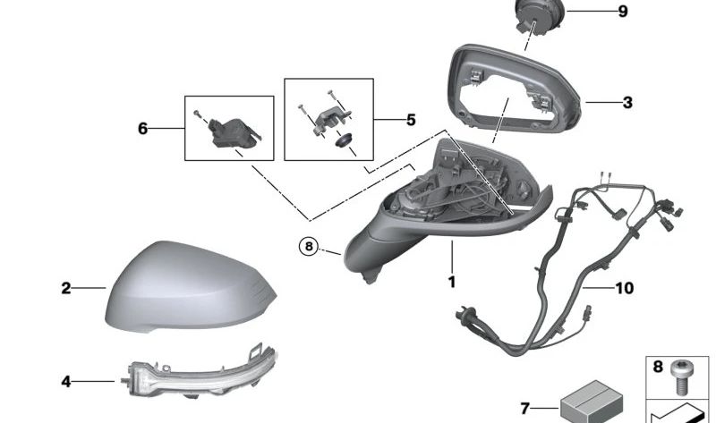 Rétroviseur extérieur gauche sans accessoires OEM 51165A2D153 pour BMW U06. BMW d'origine.