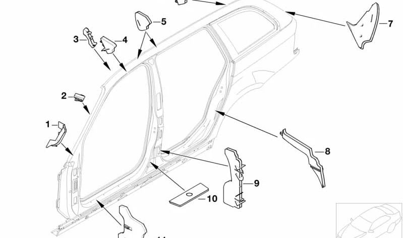 Pieza de Forma Canal de Viento Lateral para BMW Serie 3 E46 (OEM 41218208271). Original BMW