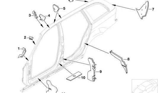 Peça do canal do vento lateral para BMW 3 E46 Series (OEM 41218208271). BMW original