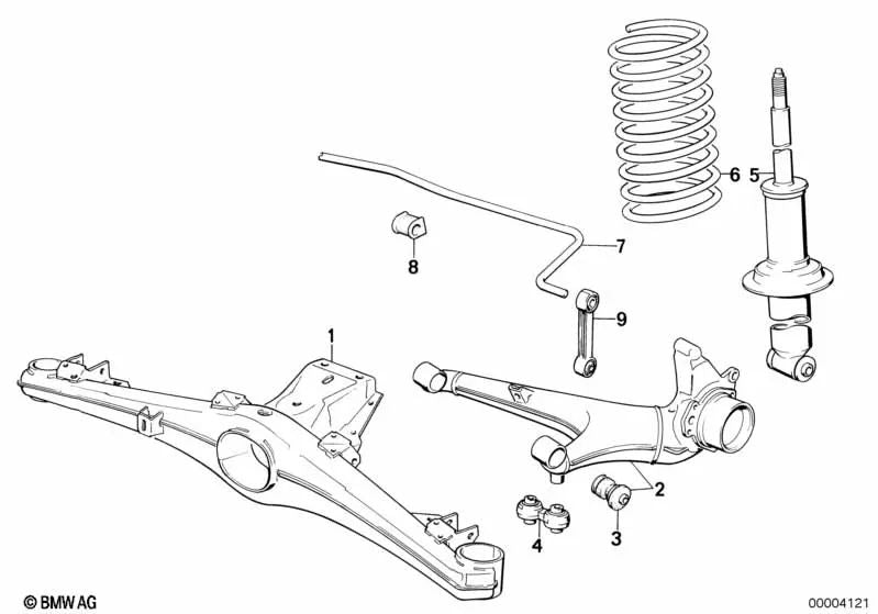 Brazo de control longitudinal izquierdo para BMW E28, E24, E23 (OEM 33321124216). Original BMW.