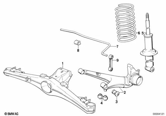 Left longitudinal control arm for BMW E28, E24, E23 (OEM 33321124216). Original BMW.