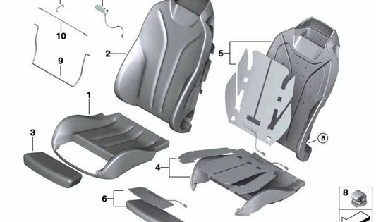 Étui de support des sièges sportifs en cuir gauche 52108058343 pour BMW F83 (tous les modèles compatibles). BMW d'origine.