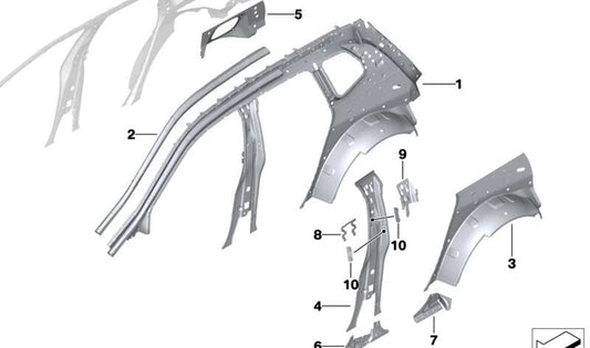 Marco lateral interior derecho para BMW i I20 (OEM 41009630950). Original BMW.