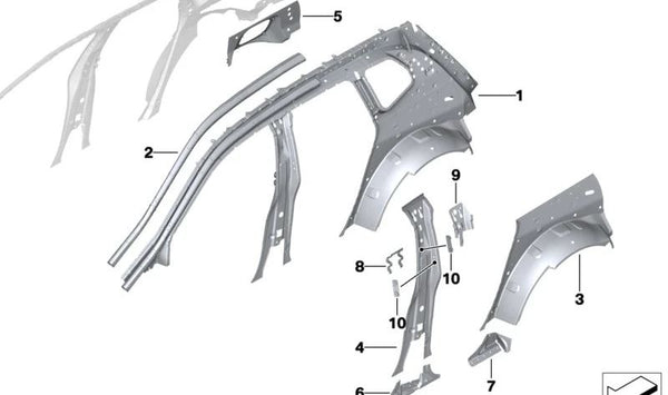 Marco lateral interior derecho para BMW i I20 (OEM 41009630950). Original BMW.