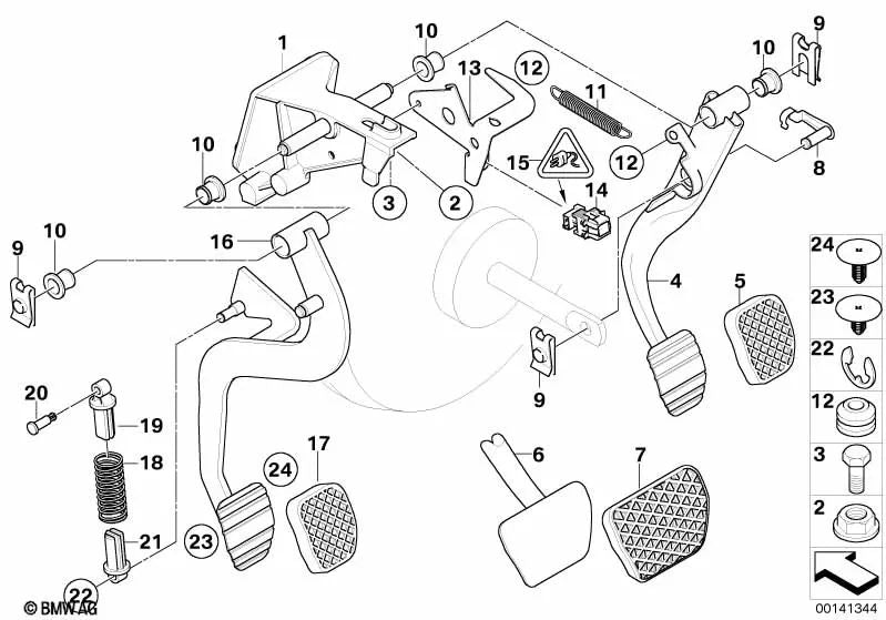 Pedal de embrague para BMW X3 E83, E83N (OEM 35303414592). Original BMW.