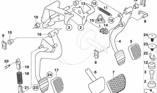 Pedal de freno para BMW E83 (OEM 35203331164). Original BMW