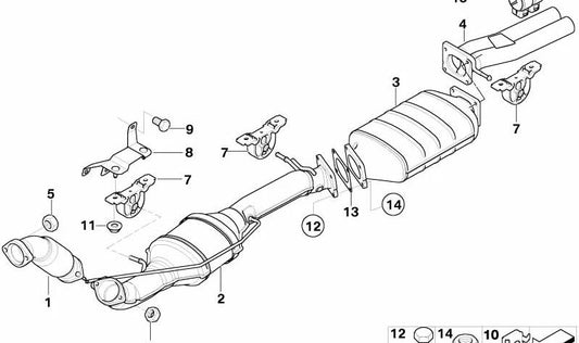 Tubo delantero del sistema de escape OEM 18307800537 para BMW E53 (Original BMW).