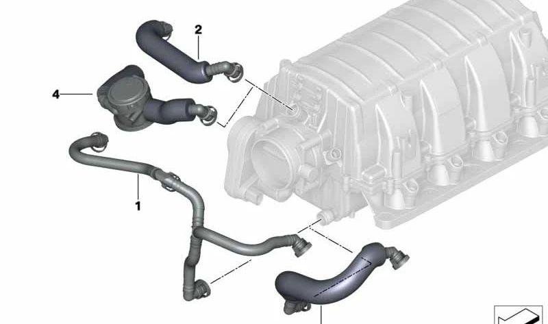 Entlüftungsrohr für BMW 5er E60, E61, 6er E63, E64, 7er E65, E66, X5 E53 (OEM 11617547186). Original BMW.