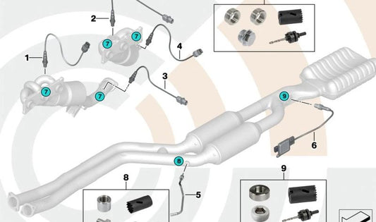 Sensor de Temperatura de Gases de Escape para BMW Serie 3 E90, E91, E92, E93, Serie 5 E60N, E61N (OEM 11787567908). Original BMW