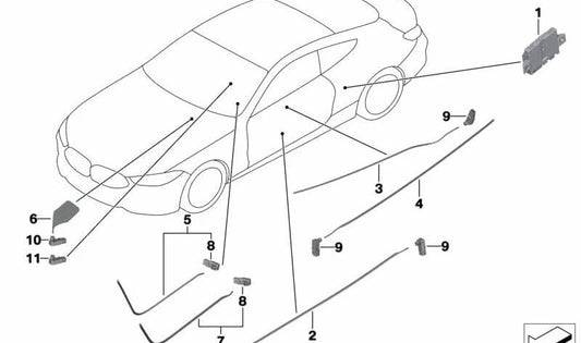 Right center console light guide for BMW F91, F92, F93, G14, G15, G16 (OEM 63319868784). Original BMW