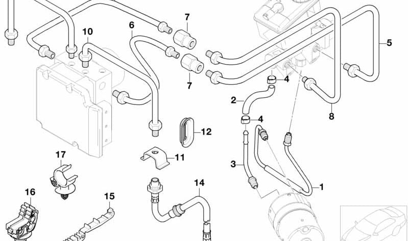 Tubería para BMW E65, E66 (OEM 34326772615). Original BMW