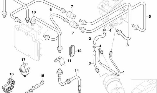 Tubería para BMW E65, E66 (OEM 34326772615). Original BMW