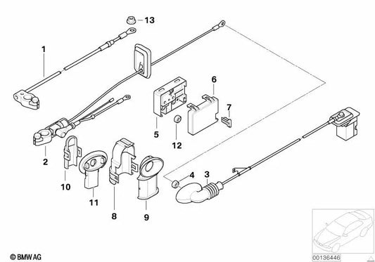 Punto de soporte B+ Maletero para BMW X3 E83 (OEM 61136928944). Original BMW.