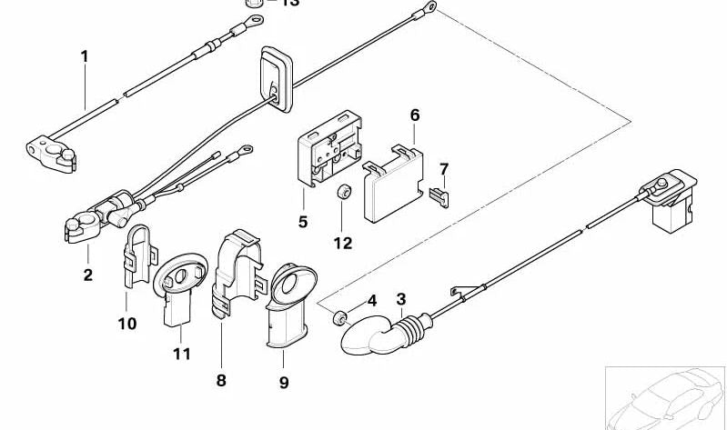 Cable de batería OEM 61123452235 positivo para BMW E83 (X3 2003-2010). Original BMW.