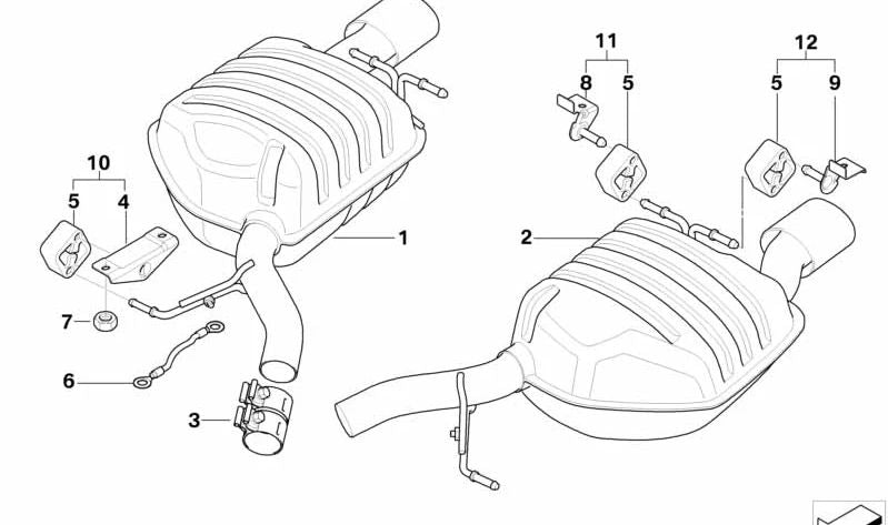 Silenciador trasero izquierdo para BMW E63N, E64N (OEM 18307560801). Original BMW