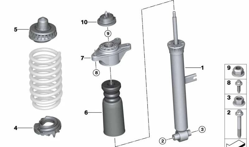 Assorbitore di ammortizzatore posteriore OEM 3352688497 per BMW G21. BMW originale.