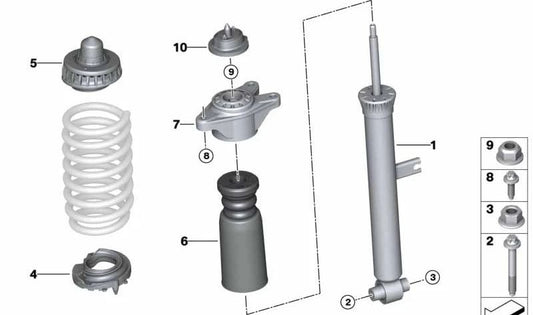 Rear shock absorber OEM 33526879400 for BMW G22, G23. Original BMW.