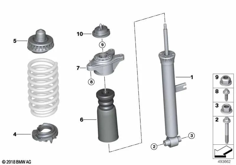 Rear shock absorber for BMW 3 Series G20, G20N (OEM 33526879358). Original BMW.